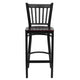 Mahogany Wood Seat/Black Metal Frame |#| Black Vertical Back Metal Restaurant Barstool - Mahogany Wood Seat