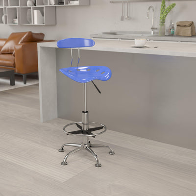 Vibrant Chrome Drafting Stool with Tractor Seat - View 2