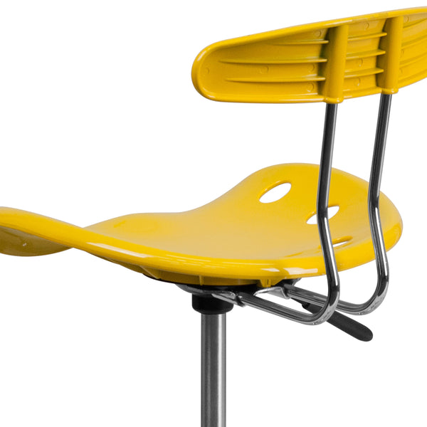 Yellow |#| Vibrant Yellow and Chrome Drafting Stool with Tractor Seat