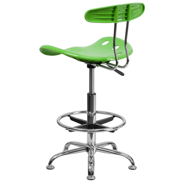 Apple Green |#| Vibrant Apple Green and Chrome Drafting Stool with Tractor Seat