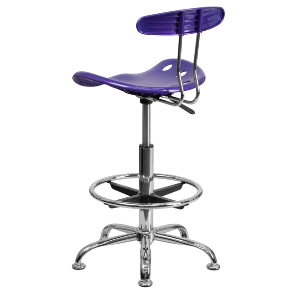 Violet |#| Vibrant Violet and Chrome Drafting Stool with Tractor Seat