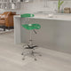 Green |#| Vibrant Green and Chrome Drafting Stool with Tractor Seat