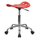 Red |#| Vibrant Red Tractor Seat and Chrome Stool - Drafting & Office Stools