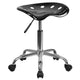 Black |#| Vibrant Black Tractor Seat and Chrome Stool - Drafting & Office Stools