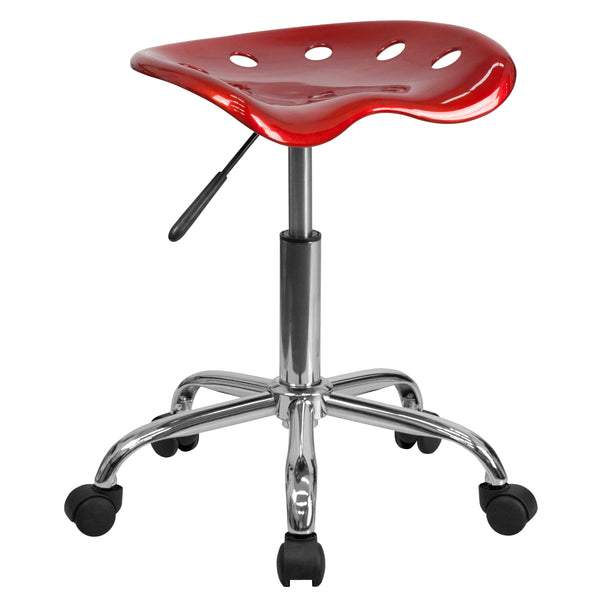 Wine Red |#| Vibrant Wine Red Tractor Seat and Chrome Stool - Drafting & Office Stools