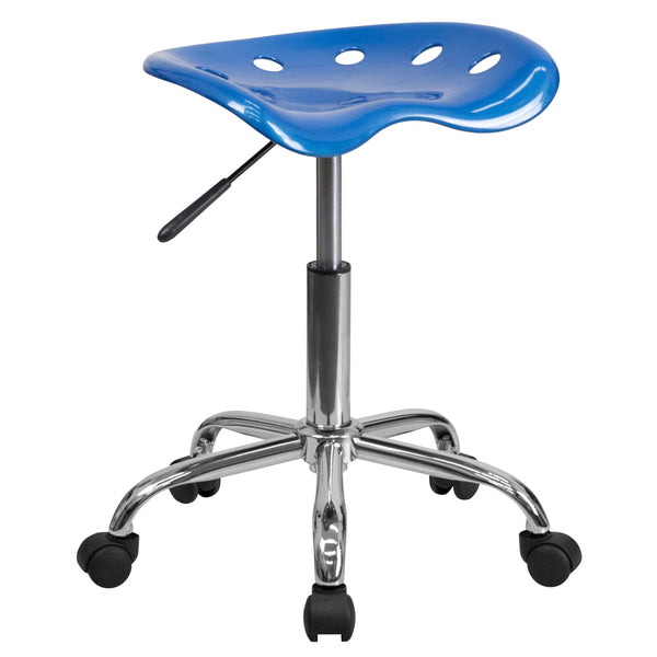 Bright Blue |#| Vibrant Bright Blue Tractor Seat and Chrome Stool - Drafting & Office Stools
