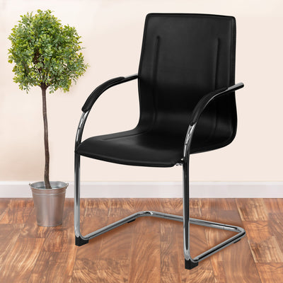 Vinyl Side Reception Chair with Chrome Sled Base