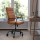 Brown LeatherSoft/Black Frame |#| Executive Chair with Black Frame & Arms on Skate Wheels - Brown LeatherSoft