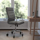 Gray LeatherSoft/Chrome Frame |#| Executive Chair with Chrome Frame & Arms on Skate Wheels - Gray LeatherSoft