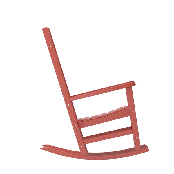 Red |#| Outdoor Patio All-Weather Poly Resin Wood Rocking Chair in Red