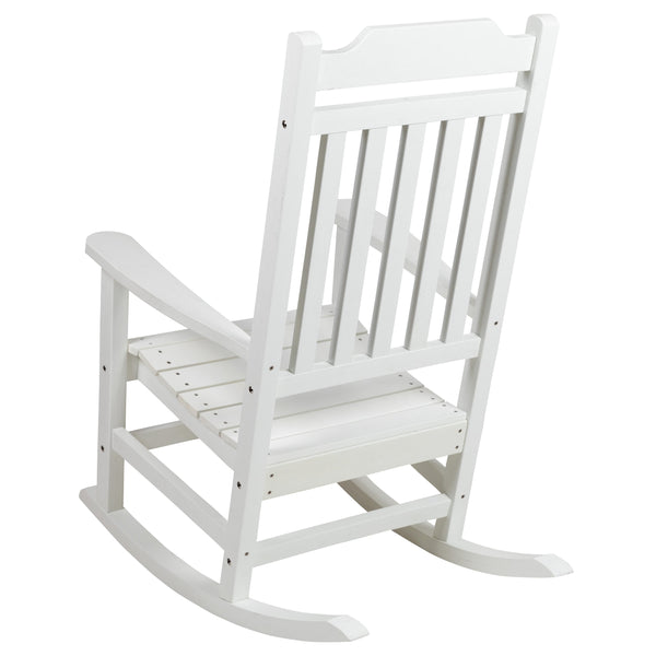 White |#| Outdoor Patio All-Weather Poly Resin Wood Rocking Chair in White