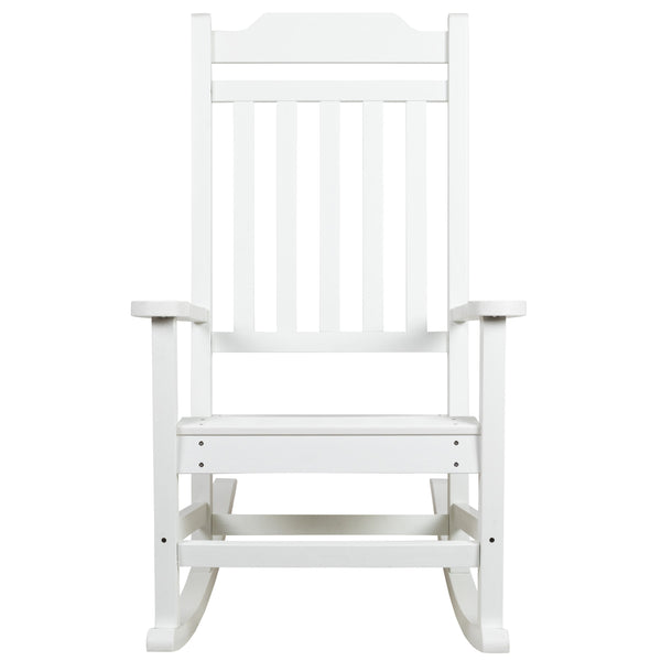 White |#| Outdoor Patio All-Weather Poly Resin Wood Rocking Chair in White