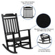 Black |#| Outdoor Patio All-Weather Poly Resin Wood Rocking Chair in Black