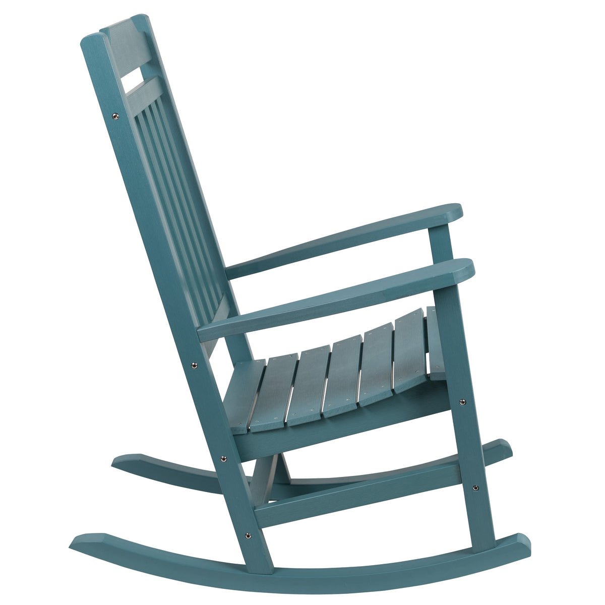 Teal |#| Outdoor Patio All-Weather Poly Resin Wood Rocking Chair in Teal