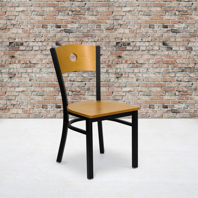 Wood Circle Back Metal Restaurant Chair