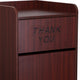 Mahogany |#| Wood Tray Top Receptacle in Mahogany - Commercial Grade Push Door Trash Can