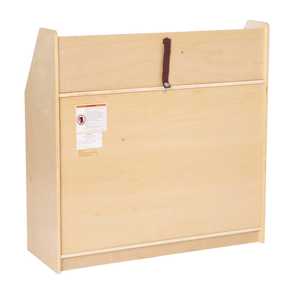 Kid Friendly Wooden Bookshelf in Natural Finish with 3 Display Shelves