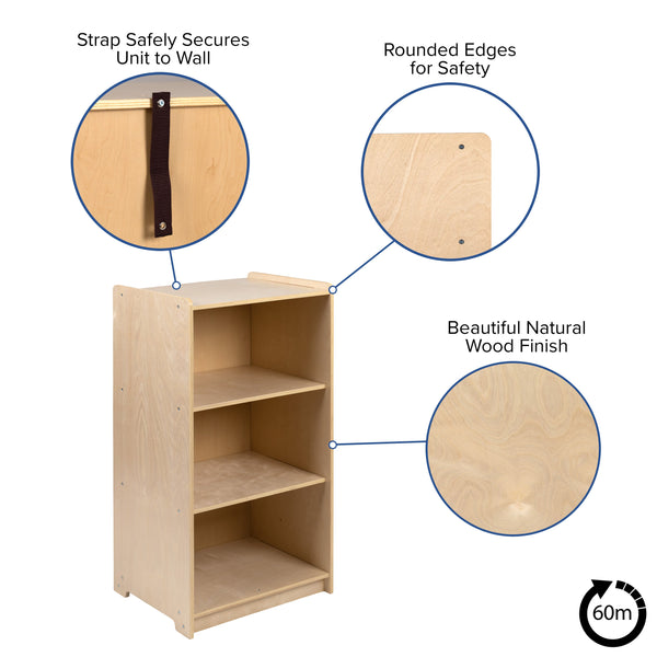 Wooden 3 Section School Classroom Storage Cabinet for Commercial or Home Use
