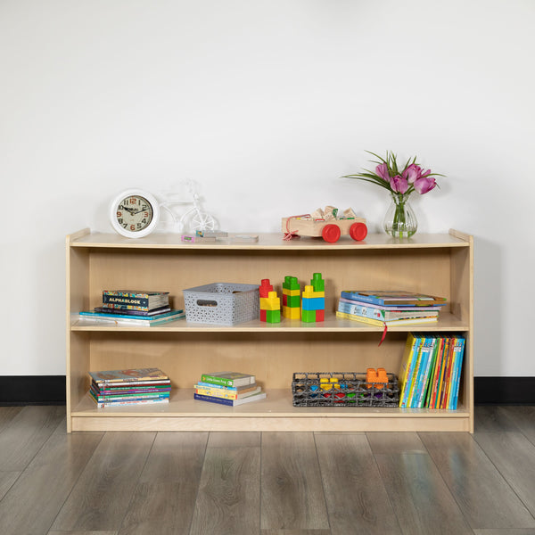 24"H x 48"L |#| Wooden 2 Section School Classroom Storage Cabinet for Commercial or Home Use