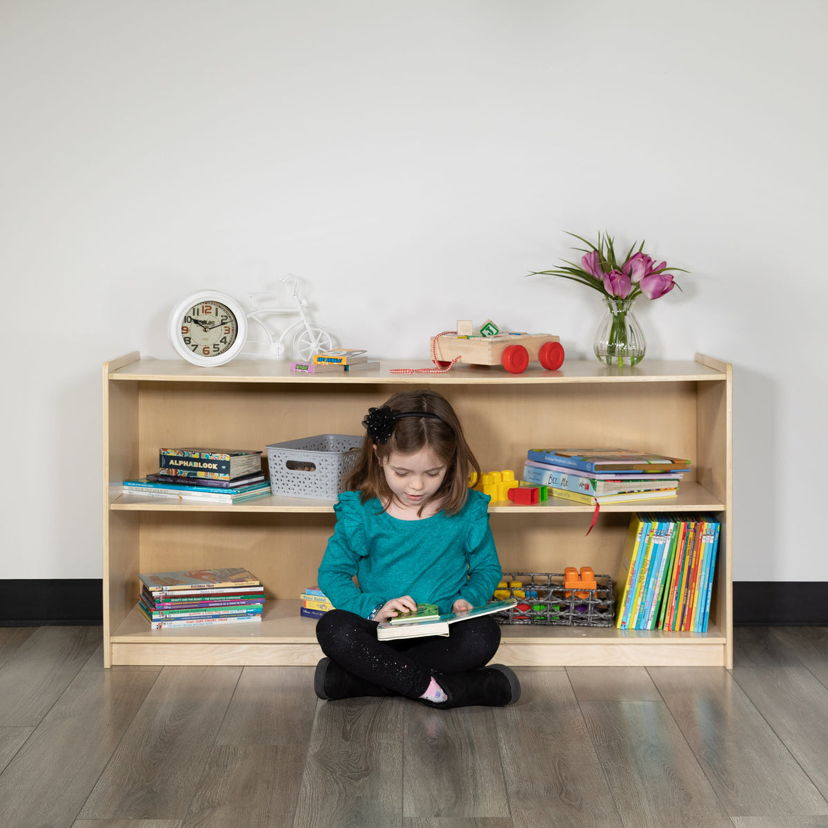 24"H x 48"L |#| Wooden 2 Section School Classroom Storage Cabinet for Commercial or Home Use