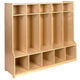 Wood 5 Section School Coat Locker with Bench, Cubbies and Storage Organizer Hook