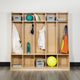 Wood 5 Section School Coat Locker with Bench, Cubbies and Storage Organizer Hook