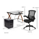 3PC Office Set-Glass Computer Desk, Ergonomic Mesh Office Chair, Filing Cabinet