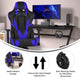Blue |#| Office Gaming Chair with Roller Wheels & Reclining Back - Blue LeatherSoft
