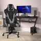 Gray |#| Office Gaming Chair with Roller Wheels & Reclining Back - Gray LeatherSoft