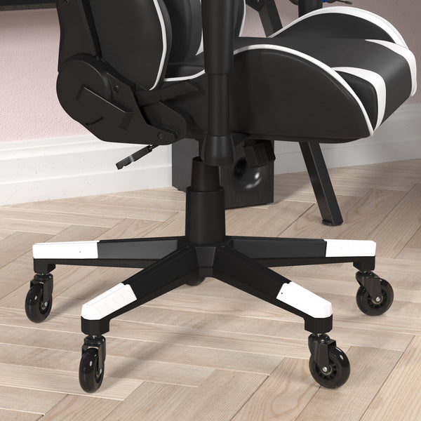 Black |#| Office Gaming Chair with Roller Wheels & Reclining Back - Black LeatherSoft
