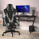 Gray |#| Gaming Chair with Roller Wheels, Reclining Arms, Footrest-Gray LeatherSoft