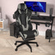 Gray |#| Gaming Chair with Roller Wheels, Reclining Arms, Footrest-Gray LeatherSoft
