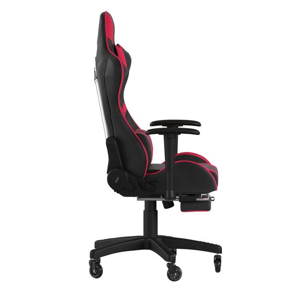 Red |#| Gaming Chair with Roller Wheels, Reclining Arms, Footrest-Red LeatherSoft