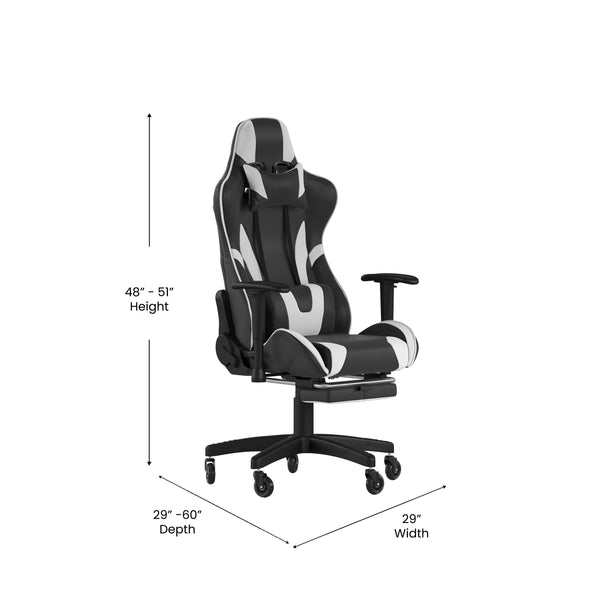 Black |#| Gaming Chair with Roller Wheels, Reclining Arms, Footrest-Black LeatherSoft