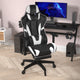 Black |#| Gaming Chair with Roller Wheels, Reclining Arms, Footrest-Black LeatherSoft