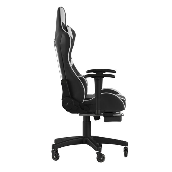 Black |#| Gaming Chair with Roller Wheels, Reclining Arms, Footrest-Black LeatherSoft