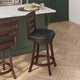 Black Vinyl/Espresso Frame |#| Commercial Wooden Swivel Counter Stools - Espresso/Black LeatherSoft