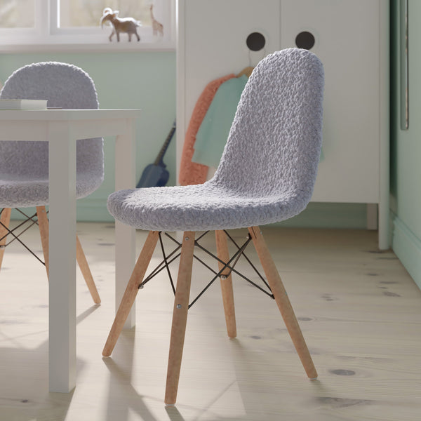 Gray |#| Kids Armless Faux Shearling Gray Faux Shearling Chair with Beechwood Legs