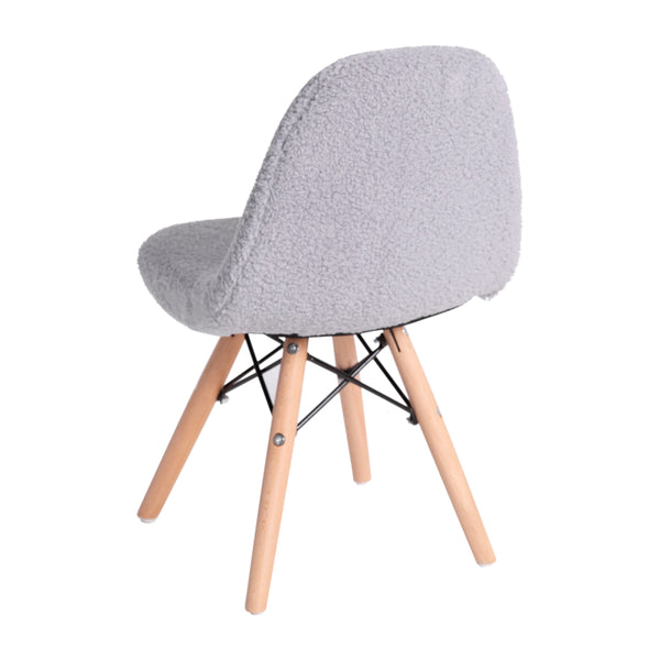Gray |#| Kids Armless Faux Shearling Gray Faux Shearling Chair with Beechwood Legs