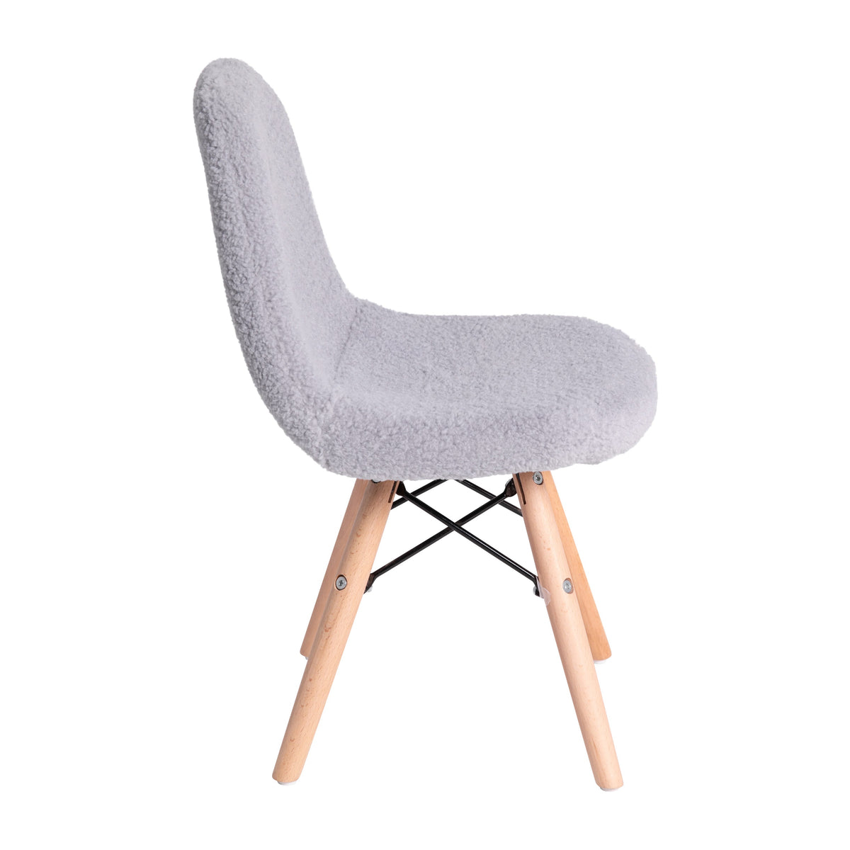 Gray |#| Kids Armless Faux Shearling Gray Faux Shearling Chair with Beechwood Legs