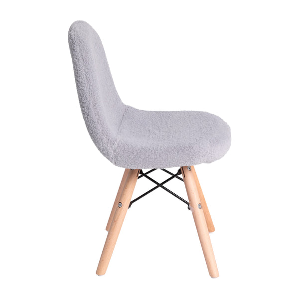 Gray |#| Kids Armless Faux Shearling Gray Faux Shearling Chair with Beechwood Legs