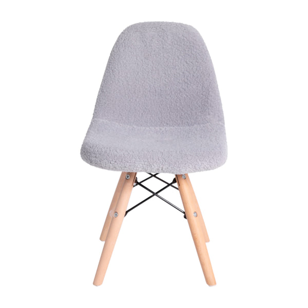 Gray |#| Kids Armless Faux Shearling Gray Faux Shearling Chair with Beechwood Legs