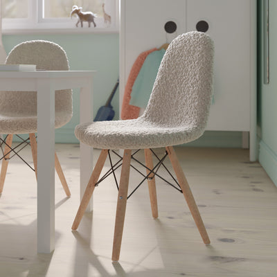 Zula Kid's Modern Padded Armless Faux Shearling Accent Chair with Beechwood Legs - View 2