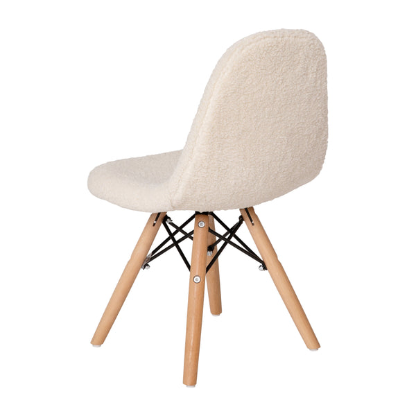 Off-White |#| Kids Armless Off-White Faux Shearling Chair with Beechwood Legs