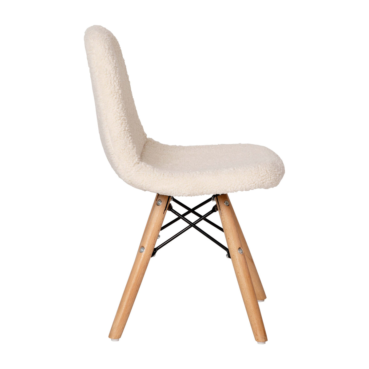 Off-White |#| Kids Armless Off-White Faux Shearling Chair with Beechwood Legs
