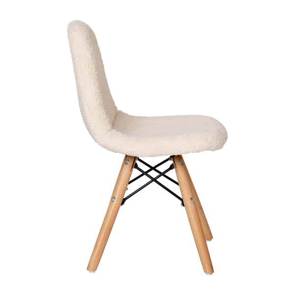 Off-White |#| Kids Armless Off-White Faux Shearling Chair with Beechwood Legs
