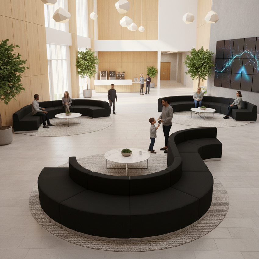 HERCULES Alon Series 10-Piece U-Shape Black — Church Lobby Fellowship Zones