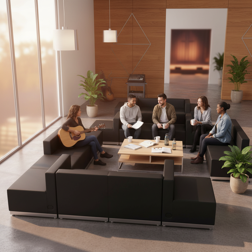 HERCULES Alon Series Black 6-Piece — Worship Team Lounge Lifestyle