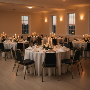 HERCULES Banquet Chairs & Wood Round Tables Romantic Wedding Reception