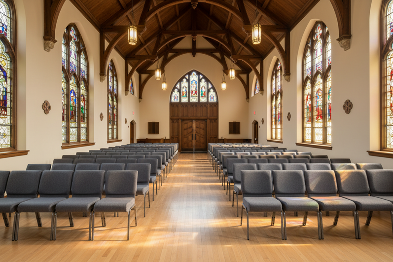 HERCULES Series Church Chair Sanctuary – Front to Back View